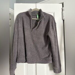 Cozy Plush Quarter-Zip Pullover - Lavender Gray